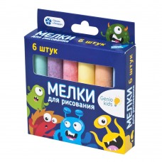 Мел асфальтовый для рисования 6 цв. MLB06 GENIO KIDS-ART 