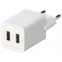 Сетевые зарядное устройство (A202) 2 USB, 2A белое, универсальный сетевой адаптер 122487 Maxvi 
