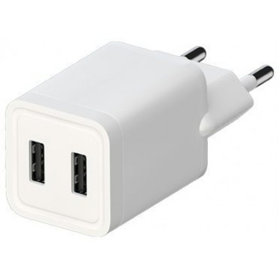 Сетевые зарядное устройство (A202) 2 USB, 2A белое, универсальный сетевой адаптер 122487 Maxvi 