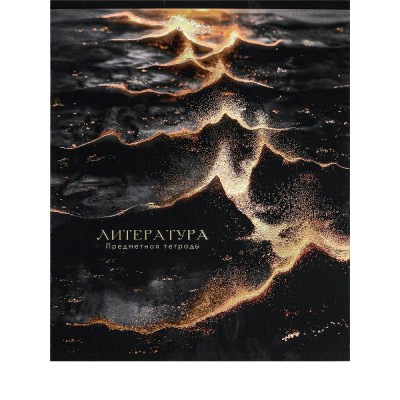 Тетрадь предм. А5 48л, ЛИНИЯ скр. ЛИТЕРАТУРА «BLACK&GOLD» хол.фол,софт-тач,выб.лак 48-2716 Проф-Пресс 