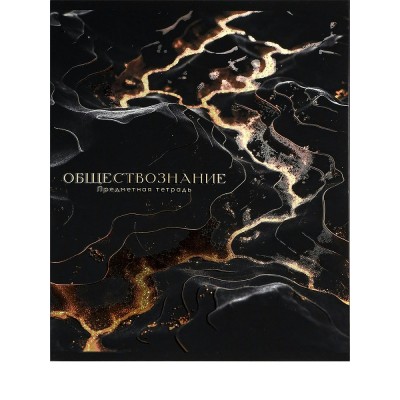 Тетрадь предм. А5 48л, кл., скр. ОБЩЕСТВОЗНАНИЕ «BLACK&GOLD» хол.фол,софт-тач,выб.лак 48-2713 Проф-Пресс 