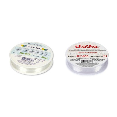 Леска для бисера d 0.35 мм 100 м ± 0.5 м №01 белый DF-035 Zlatka 
