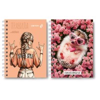 Книжка записная A6 120 л. клетка на гребне 