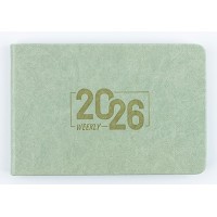 Планинг дат. 2026г. 64 листа (160*105мм)  БЕРГАМО бледно-салатовый ( 7БЦ. на резинке, линия) 310107 Alpha-Trend 