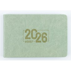 Планинг дат. 2026г. 64 листа (160*105мм)  БЕРГАМО бледно-салатовый ( 7БЦ. на резинке, линия) 310107 Alpha-Trend 