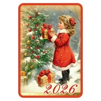 Календарь карманный на 2026 год (девочка с подарками) 91х62мм, УФ-лак глянцевый 50001121 Праздник 