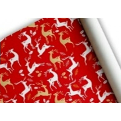 Бумага упаковочная 70х100см «Белые и золотые олени» 1шт. УБН-033 