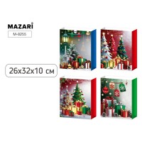 Пакет подарочный бумажный НГ 26*32*10 см, 4 дизайна в ассортименте M-8255 MAZARI 