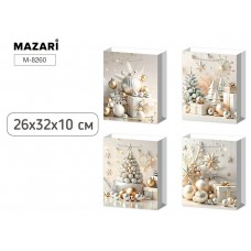 Пакет подарочный бумажный НГ 26*32*10 см, 4 дизайна в ассортименте M-8260 MAZARI 