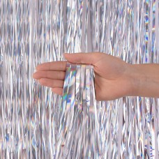 Занавес из дождика 1*2м Электрик, Серебро, Голография, 100-200 6014369 Волна веселья 