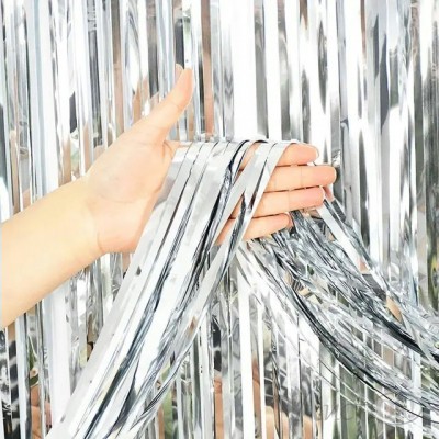 Занавес из дождика 1*2м Серебро, Металлик, 100-200, 6014370 Волна веселья 