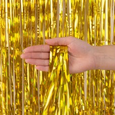 Занавес из дождика 1*2м Электрик, Золото, Голография, 100-200, 6230883 Волна веселья 