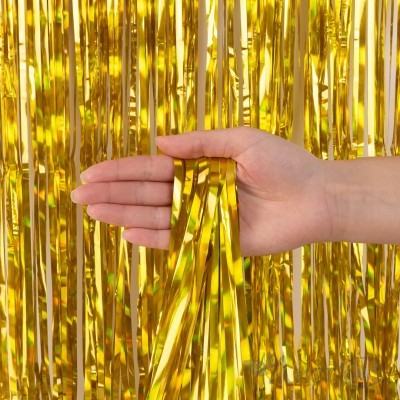 Занавес из дождика 1*2м Электрик, Золото, Голография, 100-200, 6230883 Волна веселья 