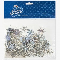 Конфетти Снежинки, Серебро, Голография, 2 см, 20 г. 6232314 Волна веселья 