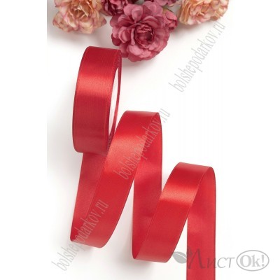 Лента атласная 2,5 см*25 ярд SF-1357, красный  №026, 113-6 