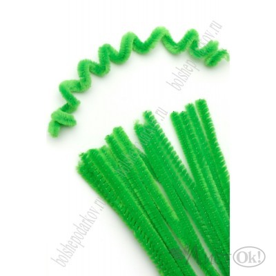 Проволока пушистая 6мм 30см синельная SF-3311, зеленый №А015, цена за 1шт. 96-6 