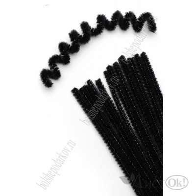 Проволока пушистая 6мм 30см синельная SF-3311, черный №А028, цена за 1шт. 96-9 