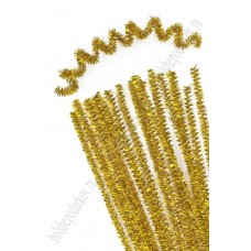 Проволока пушистая 6мм 30см синельная металлик SF-3313, золото №В-001, цена за 1шт. 96-74 