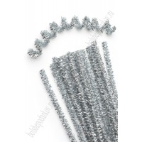 Проволока пушистая 6мм 30см синельная металлик SF-3313, серебро №В-003, цена за 1шт. 96-19 