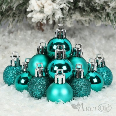 Набор шаров 2,5см 12шт блест, мат, глянц пластик изумрудный 241935 ЛЬДИНКА 
