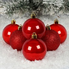 Набор шаров 6см 6шт глянц, перл, блест ...