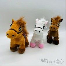 Игрушка мягкая брелок Лошадка с седлом 17см  на присоске ассорти 