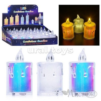 Свеча LED декоративная, сувенирная, эффект живого огня.  7 x 4 x 4 см S2235 Снеговичок 