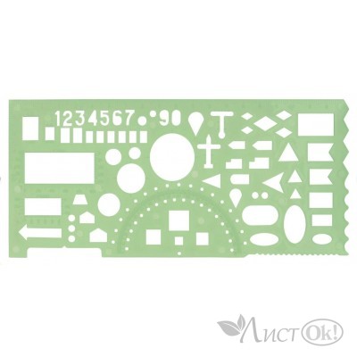 Линейка офицерская 20см,  зеленая, 65 тактических элементов, отливная шкала, 210833 Brauberg 