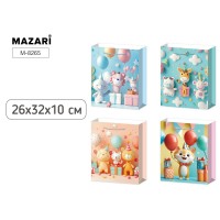 Пакет подарочный бумага 26*32*10 см, ДЕТСКИЙ, 4 дизайна в ассортименте M-8265 MAZARI Пакет подарочный бумага 26*32*10 см, ДЕТСКИЙ, 4 дизайна в ассортименте M-8265 MAZARI