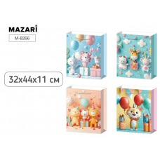 Пакет подарочный бумага 32*44*11 см, ДЕТСКИЙ, 4 дизайна в ассортименте M-8266 MAZARI 