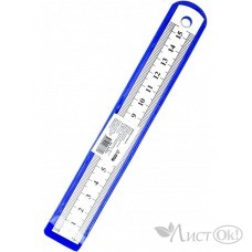 Линейка 15см, стальная, толщина 0,3 мм, в пвх чехле,  TM