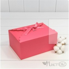 Коробка подарочная складная 22*16*10см с атласной лентой Коралловый 000920-8/4 