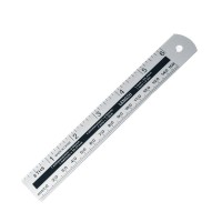 Линейка металл. 15 см, 2 шкалы см/дюйм, пакет ПВХ,  (алюминий) AL3749 Alingar 