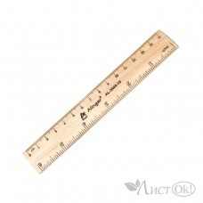 Линейка деревянная 15 см, деревянная, 2 шкалы см/дюйм, пакет ПВХ AL3695-15 Alingar 