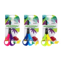 Ножницы детские 12,5 см, с линейкой, европодвес, ассорти 3 вида, закругленные, 171434 КОКОС 