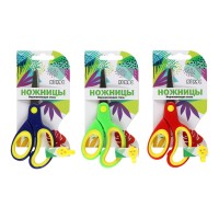 Ножницы детские 13 см, резиновые вставки, европодвес, ассорти 3 вида,  закругленные, 171437 КОКОС 