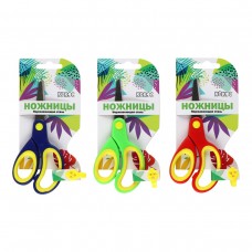 Ножницы детские 13 см, резиновые вставки, европодвес, ассорти 3 вида,  закругленные, 171437 КОКОС 