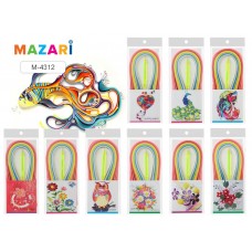 Бумага для квиллинга 20цв. 240 полос, размер 5*540мм, двухсторонняя ручка в комплекте, ассорти M-4312 Mazari 