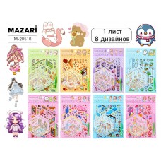 Наклейки РУМБОКС МИКС, 18*25.7 см, 1 локация, 1л с накл., пинцет, 8 дизайнов в ассорти, M-20510 MAZARI 