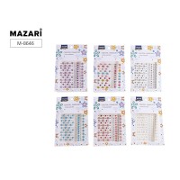 Стразы -наклейки акриловые АССОРТИ, 10.4*16 см, 6 дизайнов, ОПП-упаковка с европодвесом M-8646 Mazari 