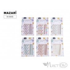 Стразы -наклейки акриловые АССОРТИ, 10.4*16 см, 6 дизайнов, ОПП-упаковка с европодвесом M-8646 Mazari 