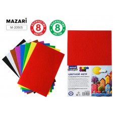 Набор цветного фетра А4 1мм, 8л., 8 цв.,  ОПП-упаковка, АССОРТИ M-20505 Mazari 