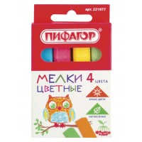Мел цветной 4 шт, квадратный, картонная упаковка, европодвес, 221977 Пифагор Мел цветной 4 шт, квадратный, картонная упаковка, европодвес, 221977 Пифагор