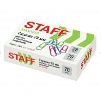 Скрепки канцелярские 28мм, 70 шт., цветные, Manager, в картонной коробке, 224630 STAFF 