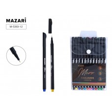 Набор линеров 12 цветов, MERO, 0.4 мм, круглый корпус, ПВХ-упаковка с европодвесом M-5393-12 MAZARI 