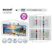 Набор маркеров акриловых 36 цветов, LORENZO, пулевидный наконечник 2.0 мм, пласт. корпус , пласт. пенал с подвесом, M-15215-36 MAZARI 