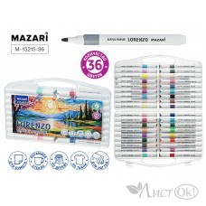 Набор маркеров акриловых 36 цветов, LORENZO, пулевидный наконечник 2.0 мм, пласт. корпус , пласт. пенал с подвесом, M-15215-36 MAZARI 