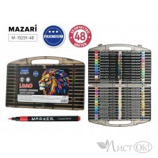 Набор маркеров акриловых 48 цветов,  LUMO, кистевидный наконечник, пластиковый корпус , пластиковый пенал, M-15231-48 MAZARI 