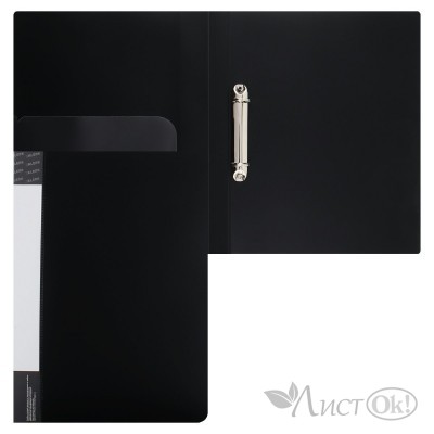 Папка на 2-х кольцах А4 25мм d-20мм 700 мкм, внутренний карман, сменная этикетка, черный, 190954 KLERK 