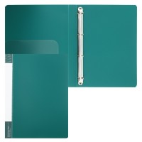 Папка на 4-х кольцах А4 30мм d-25мм 700 мкм, внутренний карман, сменная этикетка, зеленый, 200259 KLERK 